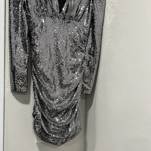 BCBG Maxazria Long Sleeve Metallic Cocktail Dress - Picture 5 of 9